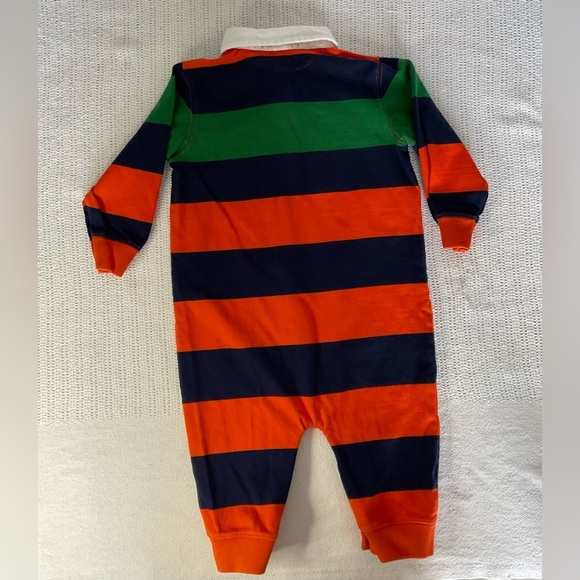Ralph Lauren Green and Orange Bodysuit with Rugby Stripes - Picture 2 of 4